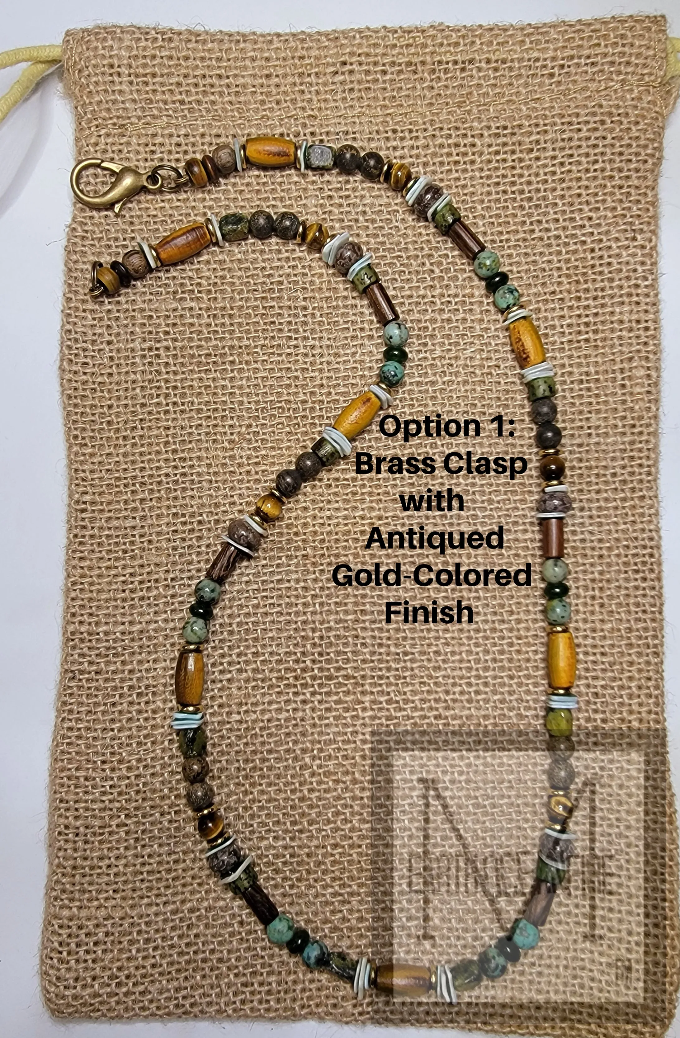 Irish Gold and Green Men Gemstone Seaside Necklace