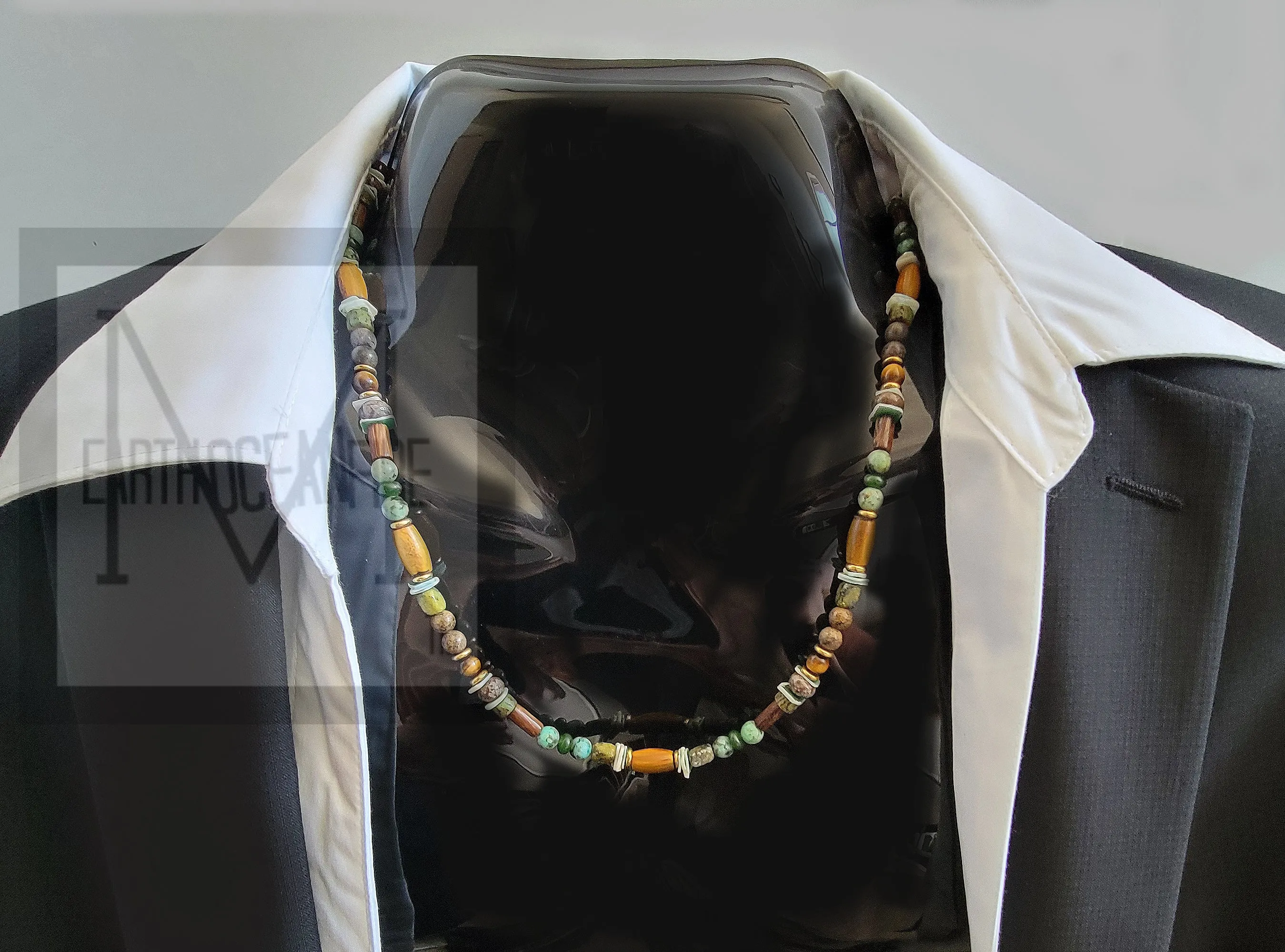 Irish Gold and Green Men Gemstone Seaside Necklace