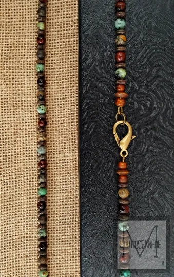 Irish Gold and Green Men's Gemstone Stone Necklace