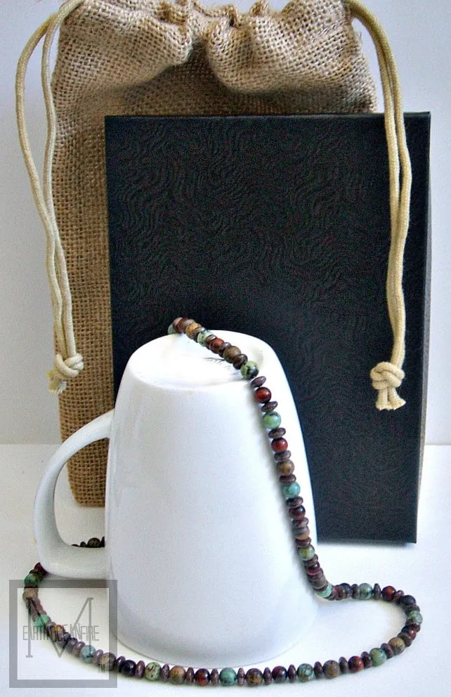 Irish Gold and Green Men's Gemstone Stone Necklace