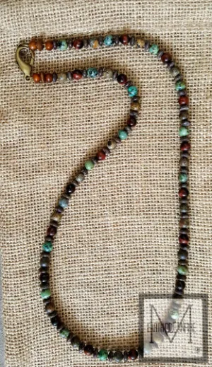 Irish Gold and Green Men's Gemstone Stone Necklace