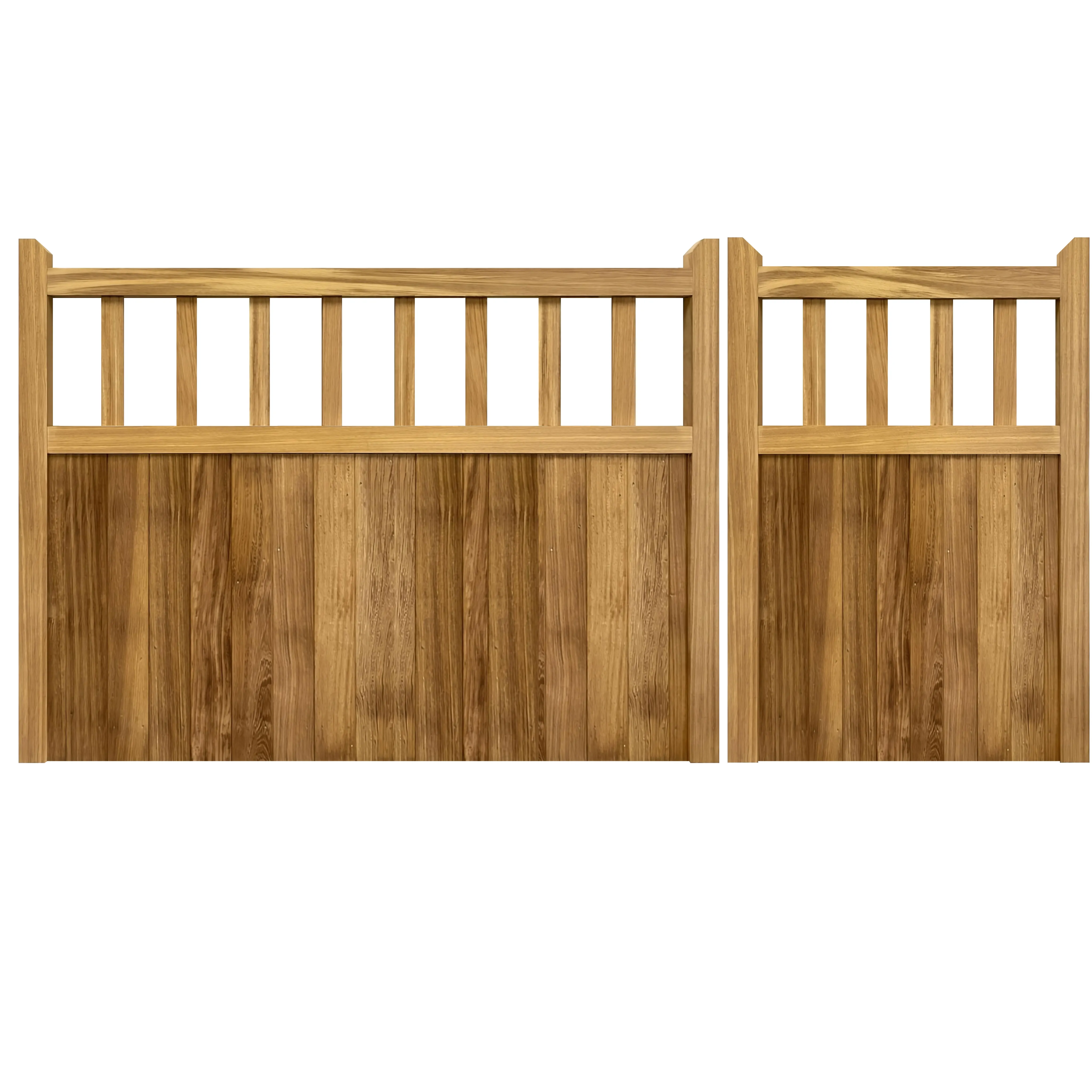 Iroko Cottage Mortise & Tenon 3/4 1/4 Entrance gates (Pair)