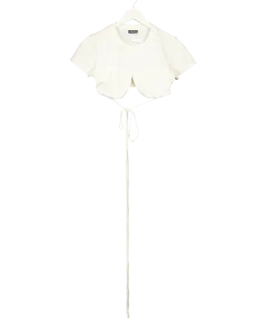 JACQUEMUS White Baci Cropped T-shirt 100% Organic Cotton UK XS