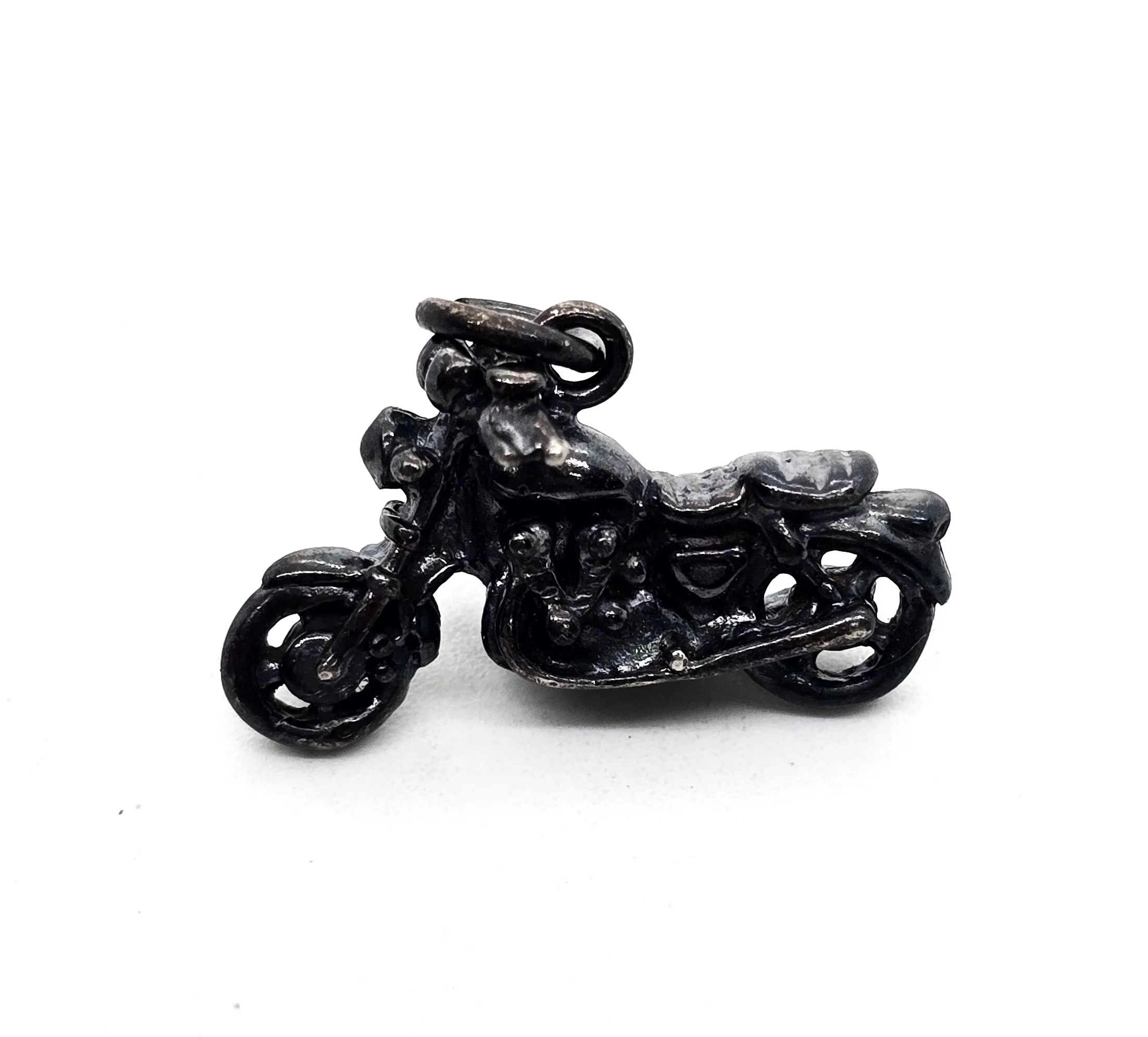 Jezlaine Jez Motorcycle detailed vintage sterling silver bracelet charm
