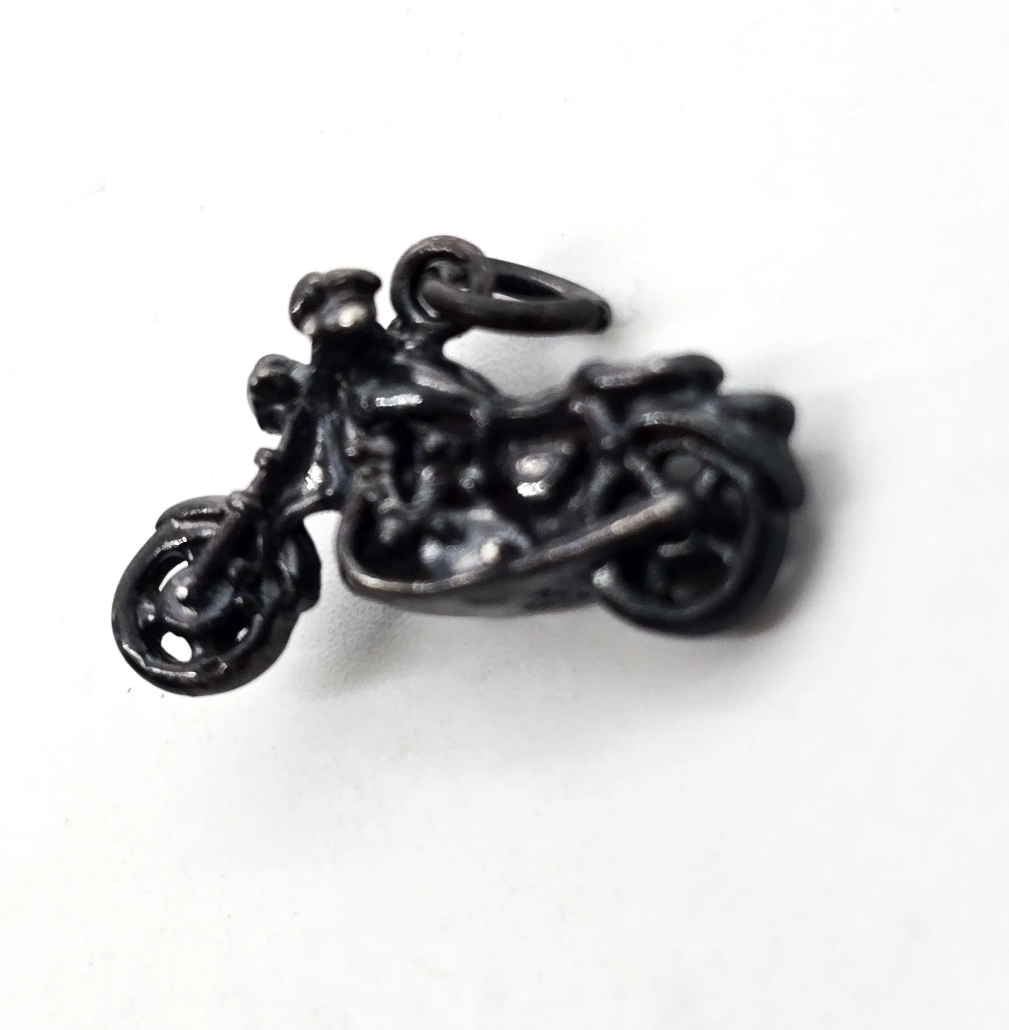 Jezlaine Jez Motorcycle detailed vintage sterling silver bracelet charm
