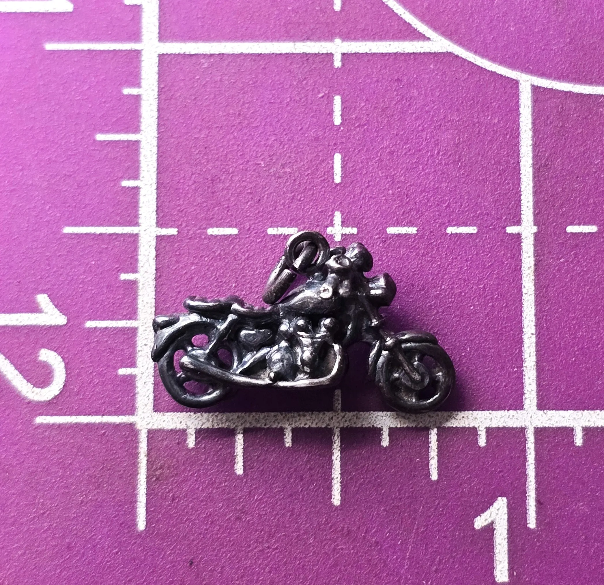 Jezlaine Jez Motorcycle detailed vintage sterling silver bracelet charm