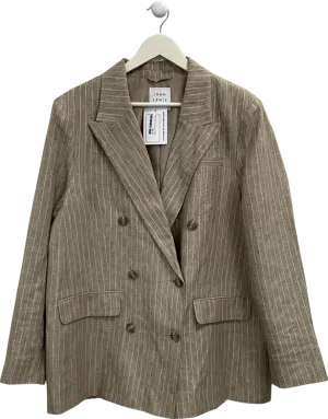 john lewis Beige Pinstripe Doublebreasted Blazer UK 18
