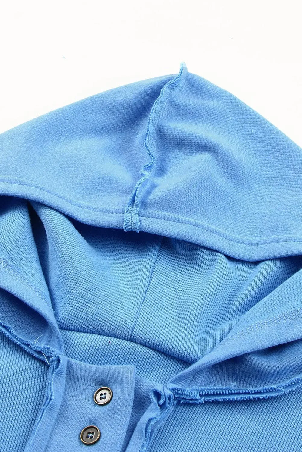 KaleaBoutique Casual Button Solid Patchwork Trim Hoodie