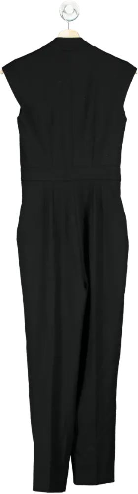 Karen Millen Black Wrap Collar Sleeveless Jumpsuit UK 6