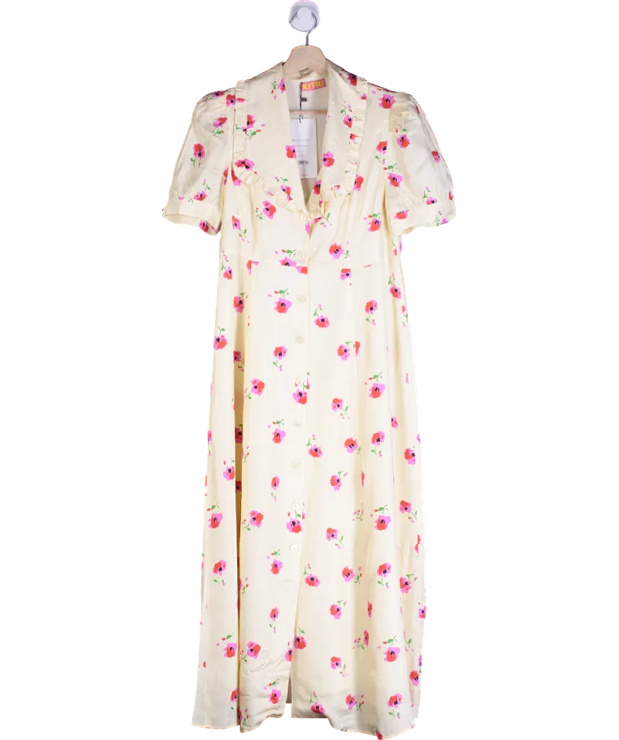 Kitri Yellow Bethany Pansy Print Tea Dress UK 10