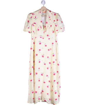 Kitri Yellow Bethany Pansy Print Tea Dress UK 10