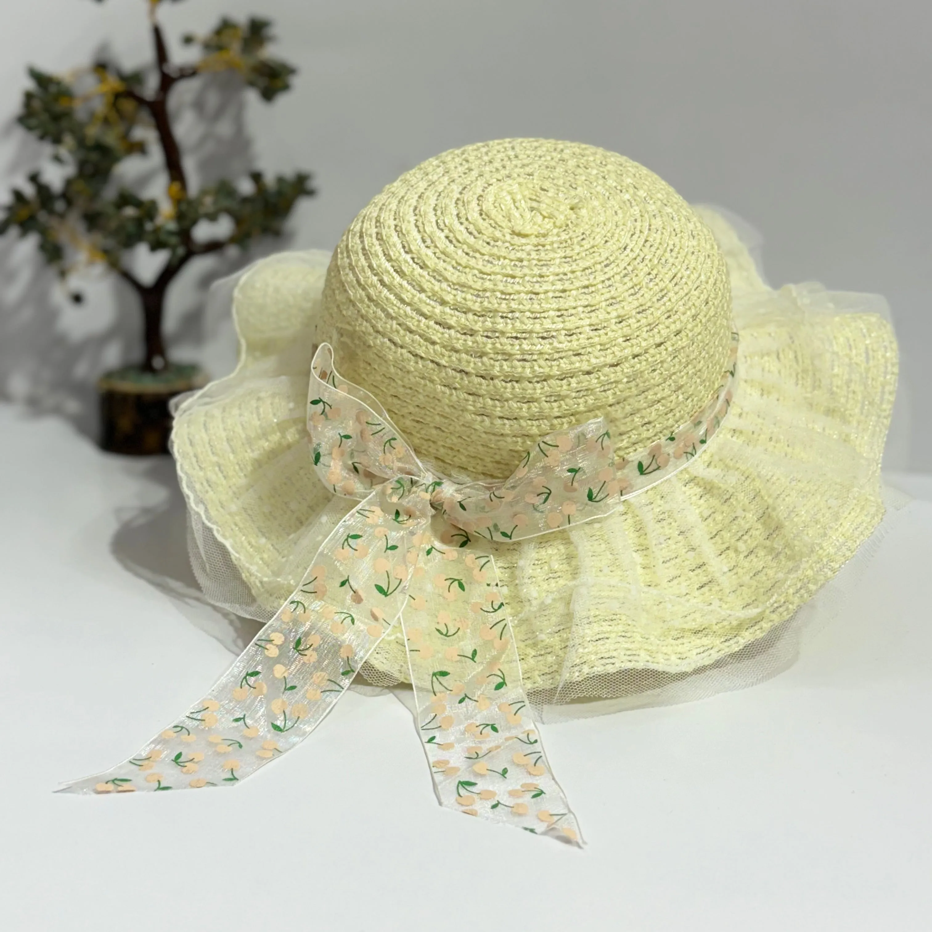 KNOT BOW APPLIQUE SUMMER HAT