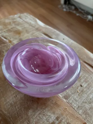 Kosta Boda ‘Atoll’ Votive Bowl in Pink and Clear Glass designed by Anna Ehrner