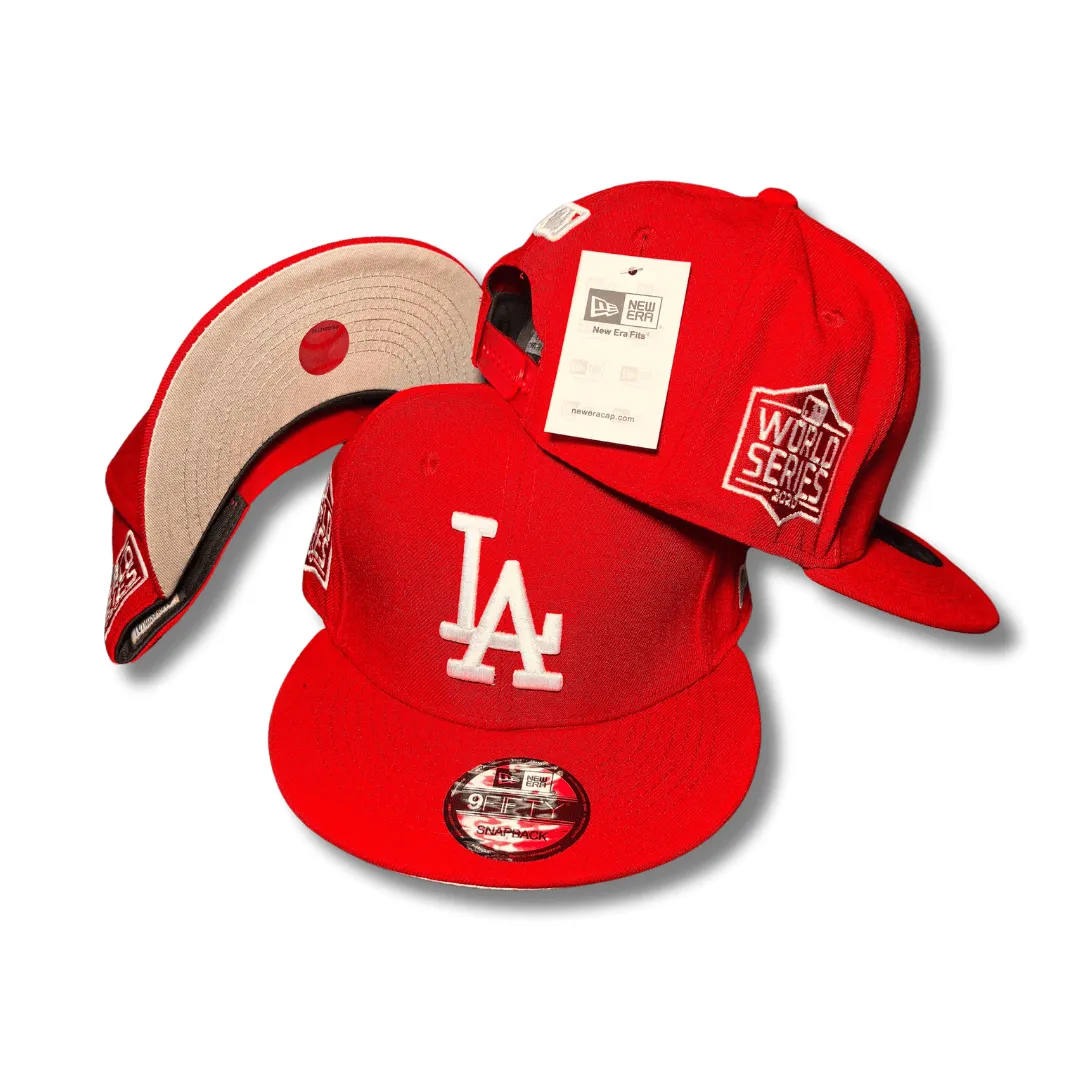 LA Baseball Team with World Series Side Patch and White Embroidered Logo Red – Snapback Cap