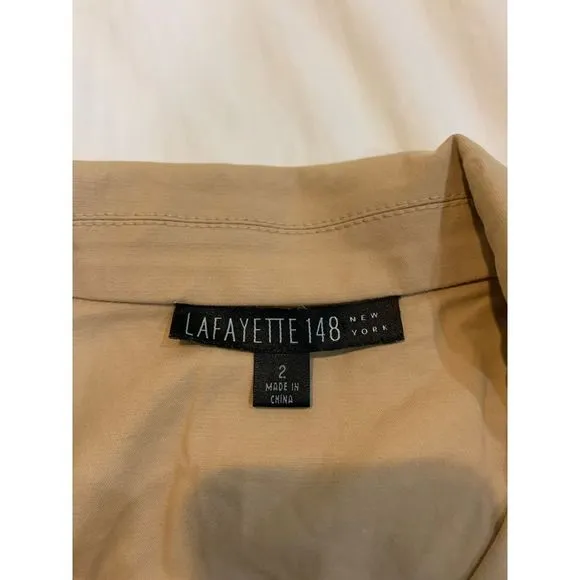 Lafayette 148‎ New York Khaki Blazer Size 2 Long Sleeve Cotton Jacket
