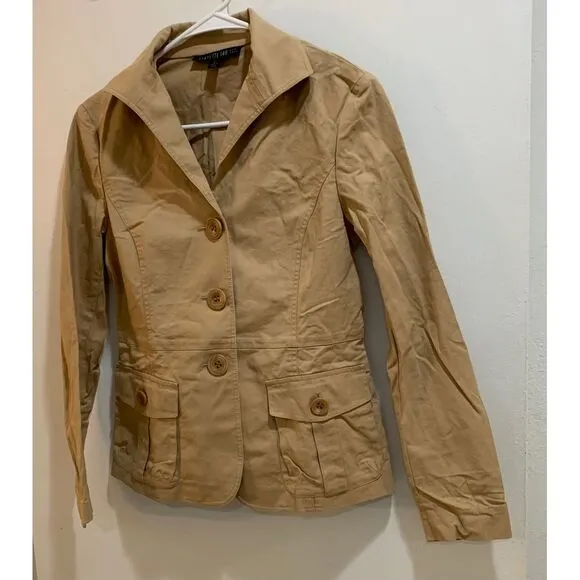 Lafayette 148‎ New York Khaki Blazer Size 2 Long Sleeve Cotton Jacket