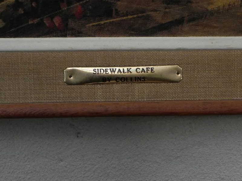 Large Framed Paris Sidewalk Cafe Scene by Collins, Montmartre Area