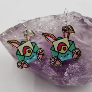 Leopard Bunny Airmail Envelope Easter Earrings