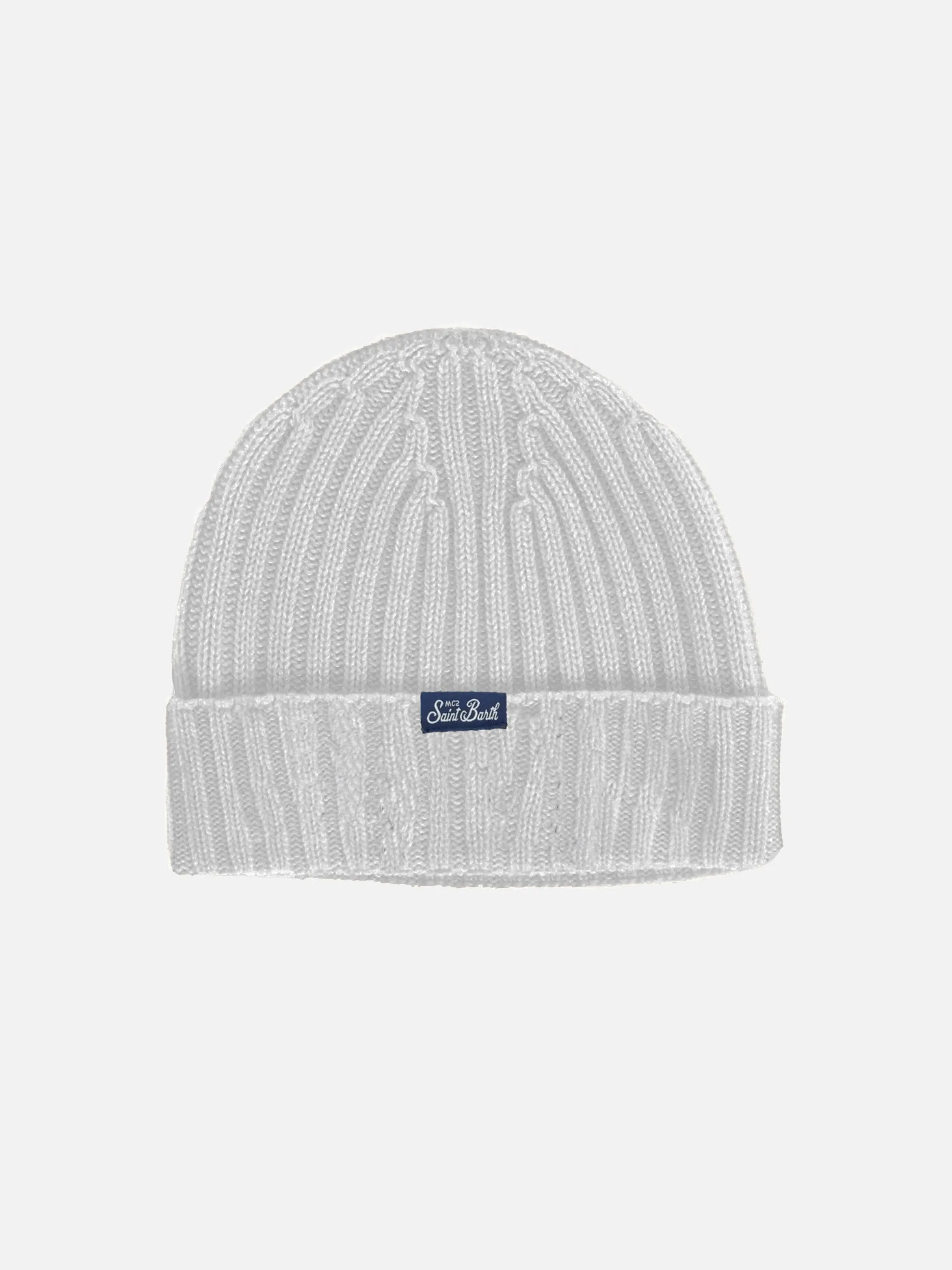 Light grey ribbed hat Wengen with Super G embroidery
