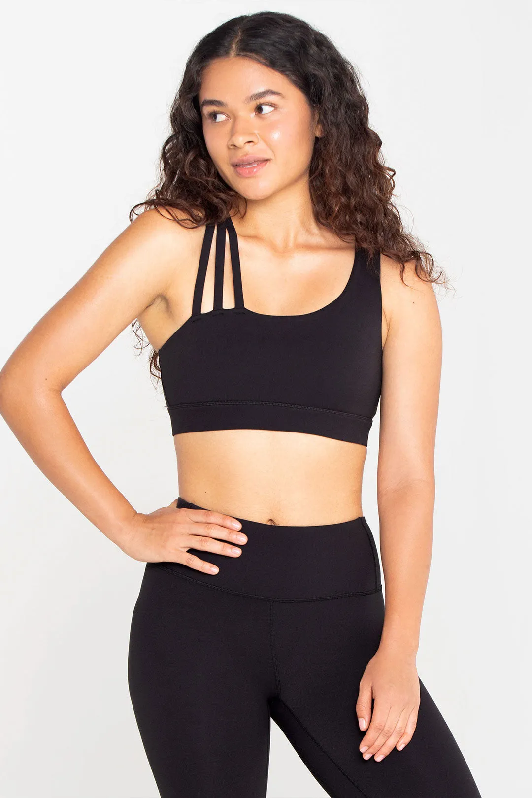 Light-Support Padded Longline Asymmetrical Sports Bra