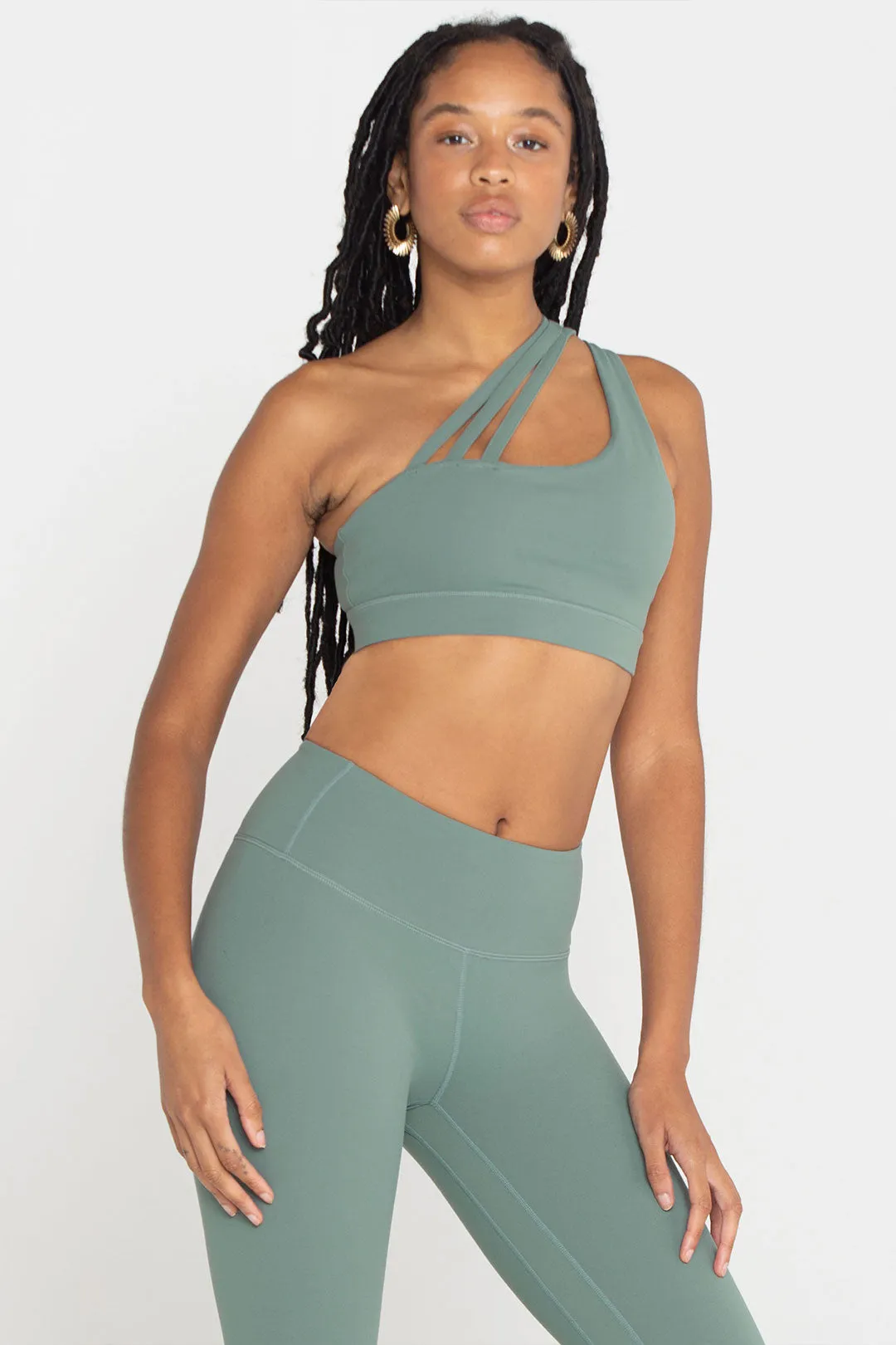 Light-Support Padded Longline Asymmetrical Sports Bra