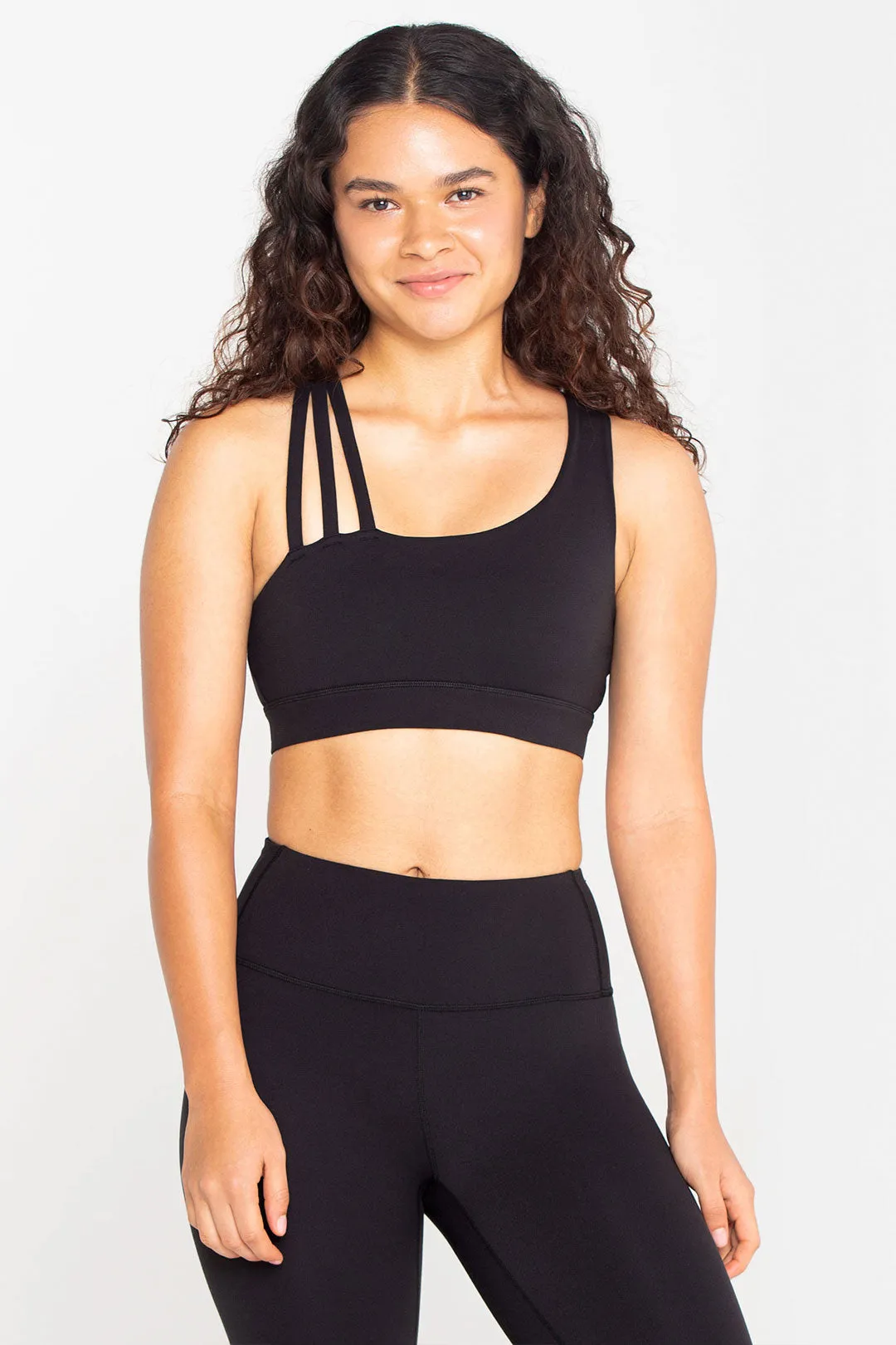 Light-Support Padded Longline Asymmetrical Sports Bra