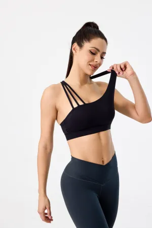 Light-Support Padded Longline Asymmetrical Sports Bra