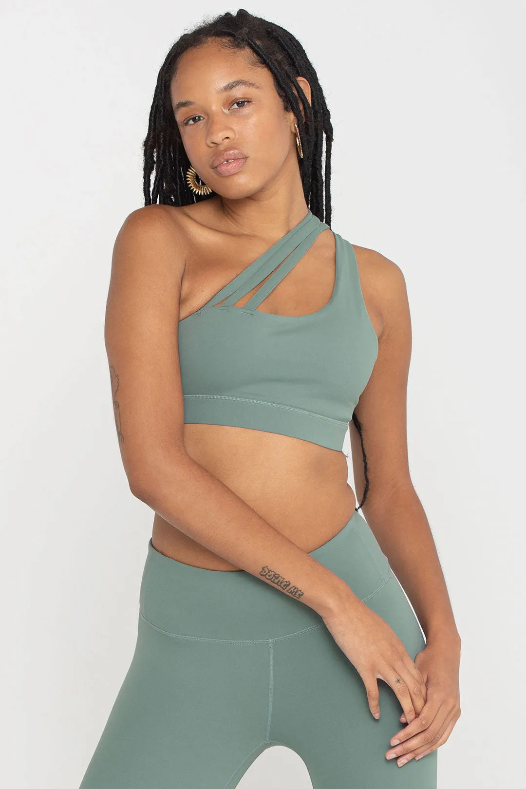 Light-Support Padded Longline Asymmetrical Sports Bra