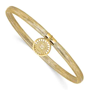 Lightweight Halo Sunburst Stretchable Mesh Bangle Bracelet (14K)
