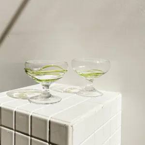 Lime Swirl Saucer Glasses