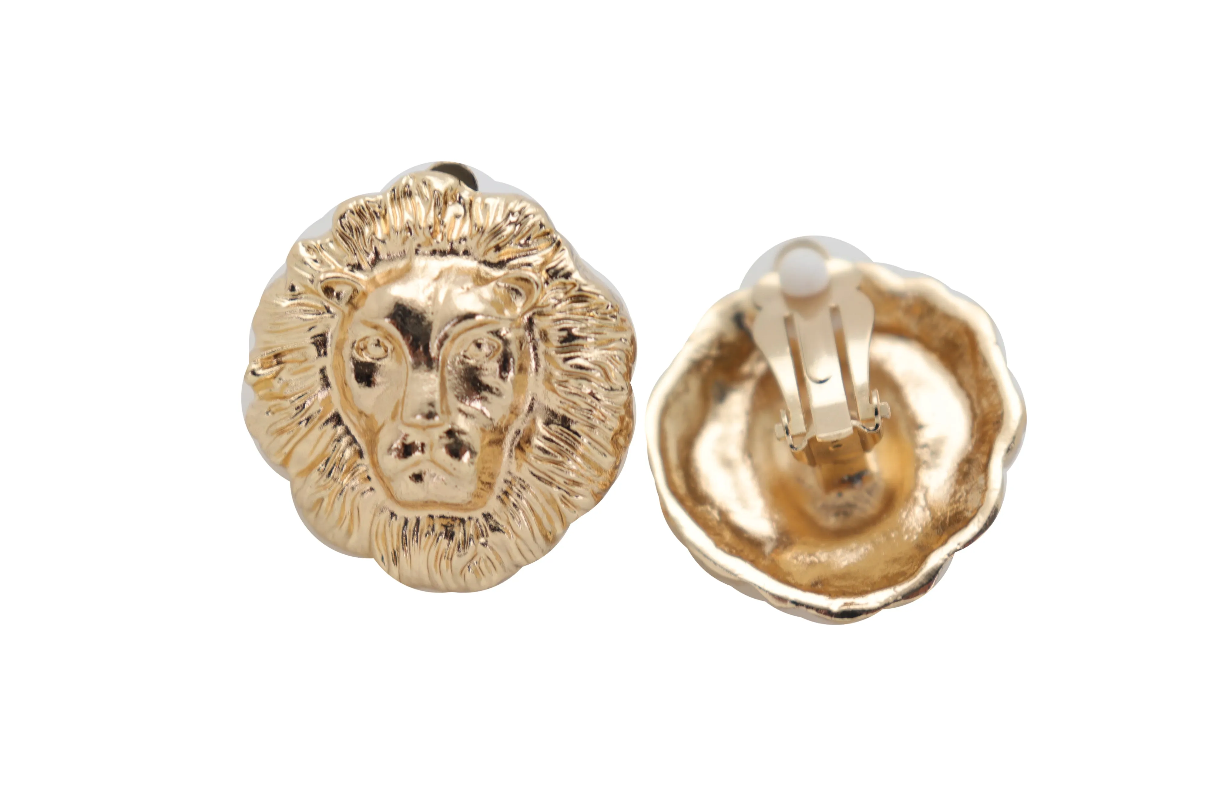 Lion Head Clip-on Earrings