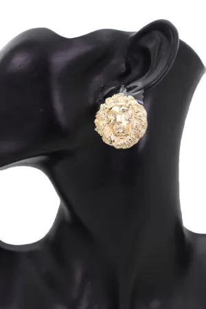 Lion Head Clip-on Earrings