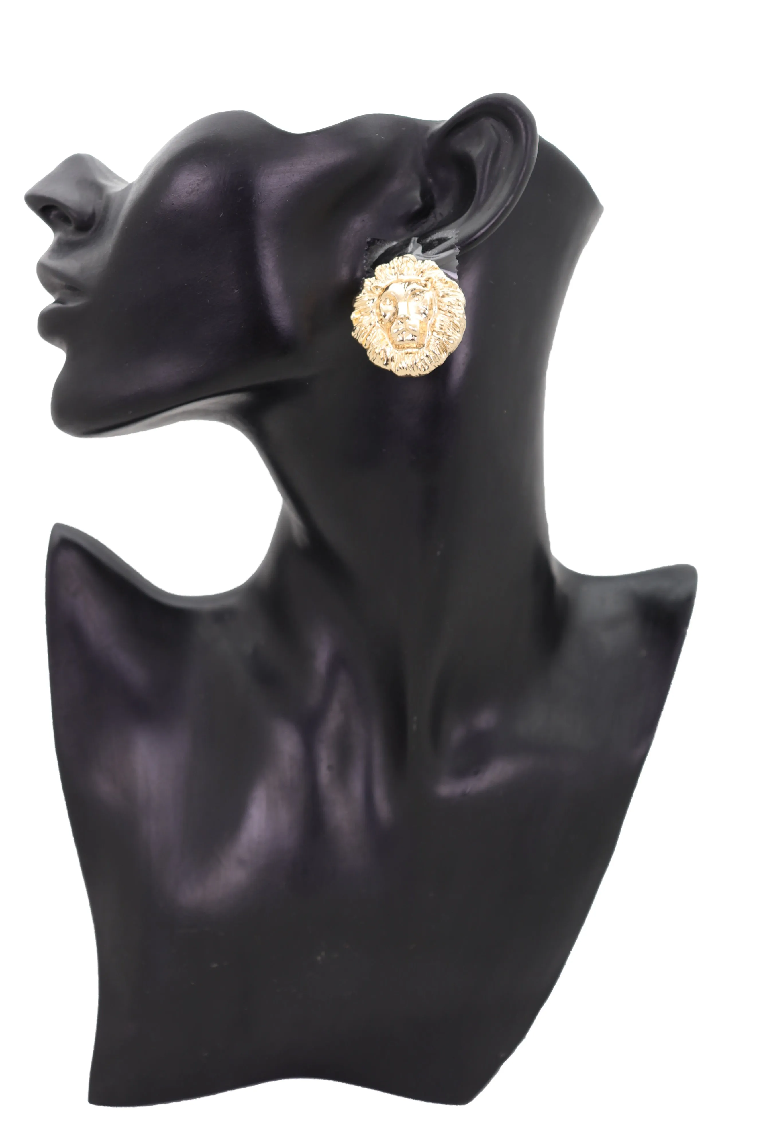 Lion Head Clip-on Earrings