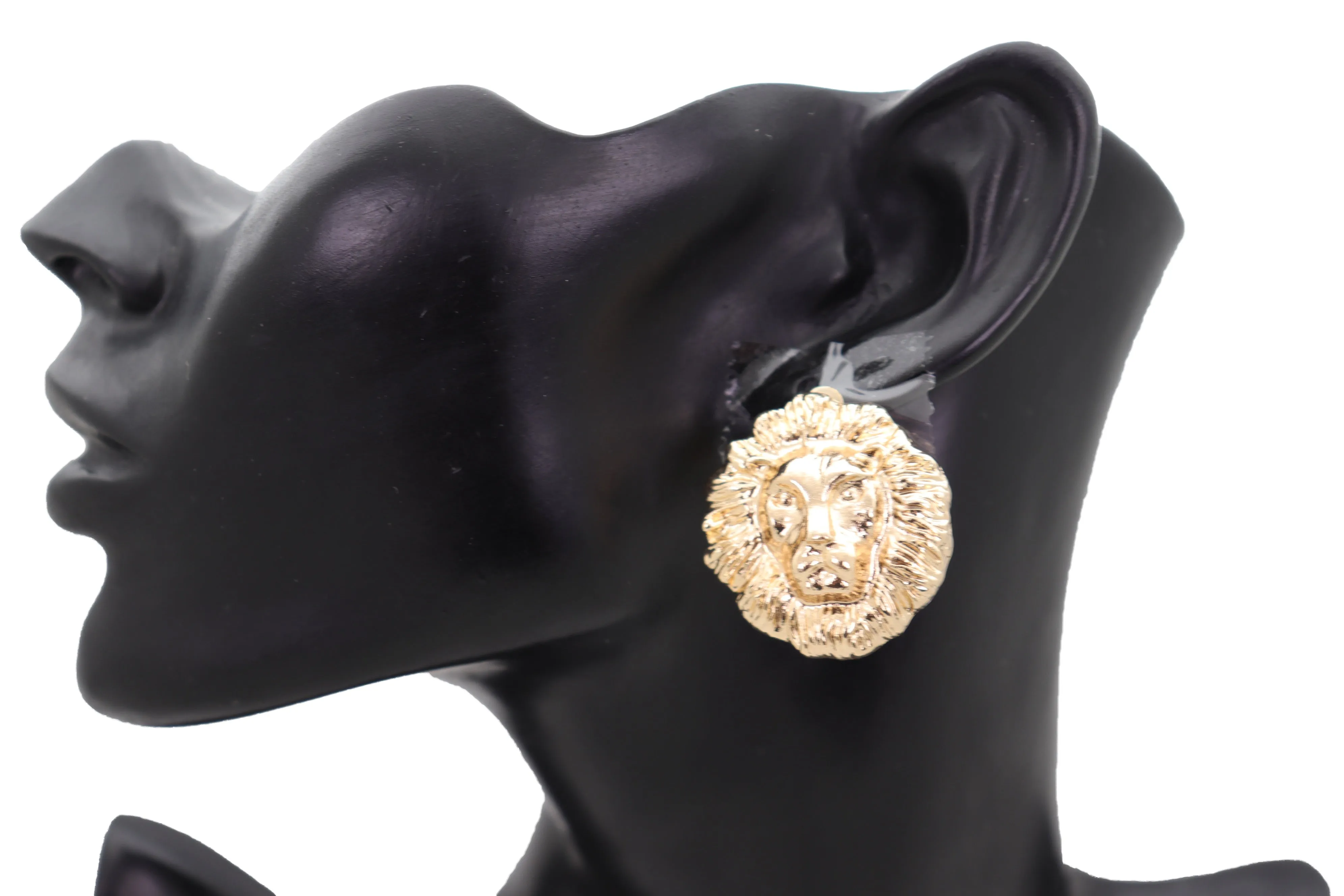 Lion Head Clip-on Earrings