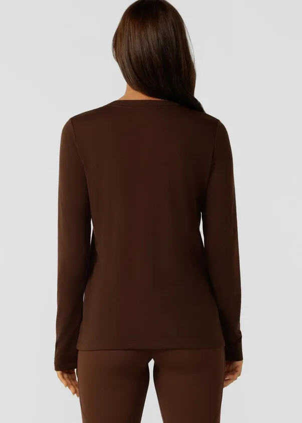 Lorna Jane Lotus Long Sleeve Top - Espresso