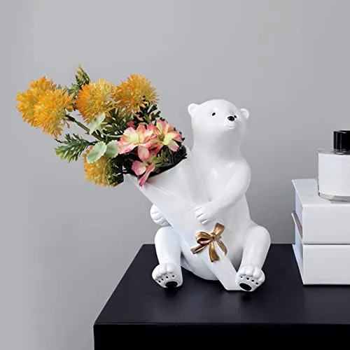 LOSA Modern Polar Bear Vase Ornament Desktop Wedding Gift Centerpiece Pot White