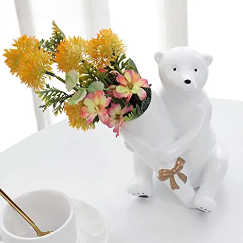 LOSA Modern Polar Bear Vase Ornament Desktop Wedding Gift Centerpiece Pot White