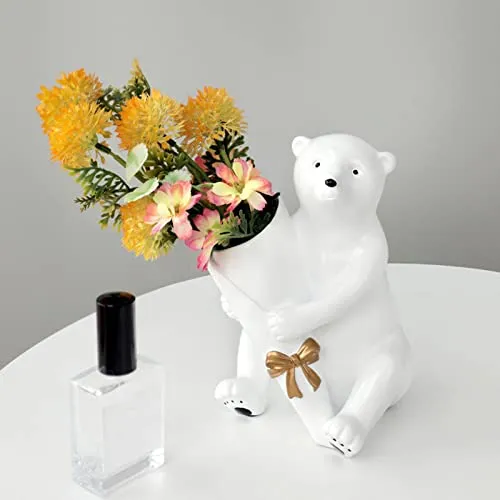 LOSA Modern Polar Bear Vase Ornament Desktop Wedding Gift Centerpiece Pot White