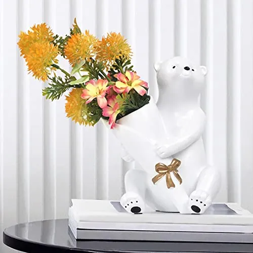 LOSA Modern Polar Bear Vase Ornament Desktop Wedding Gift Centerpiece Pot White