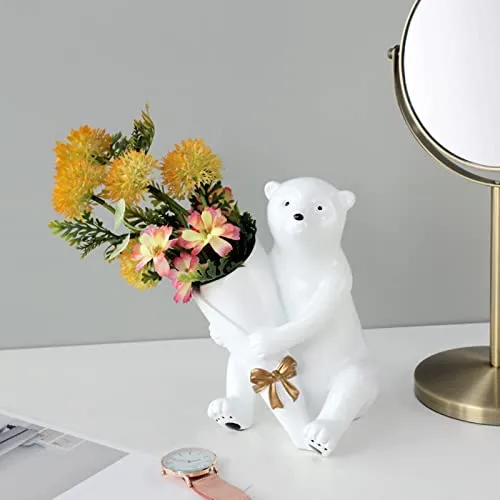 LOSA Modern Polar Bear Vase Ornament Desktop Wedding Gift Centerpiece Pot White