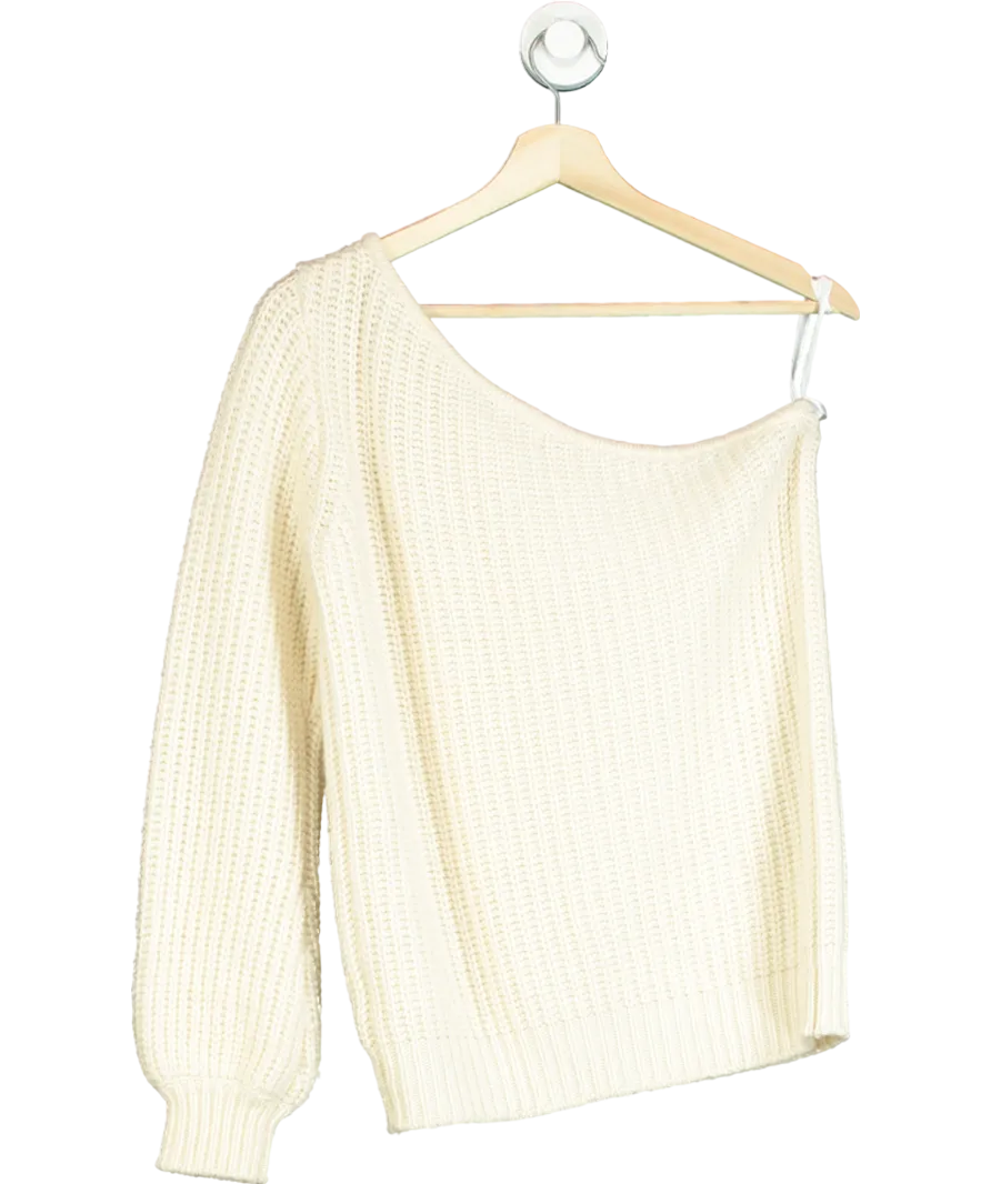 LPA Cream One-shoulder Knit Sweater UK S