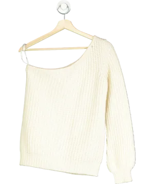 LPA Cream One-shoulder Knit Sweater UK S