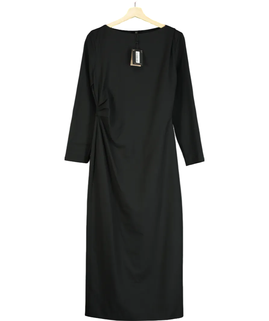 Massimo Dutti Black Midi Dress With Gathered Side UK M