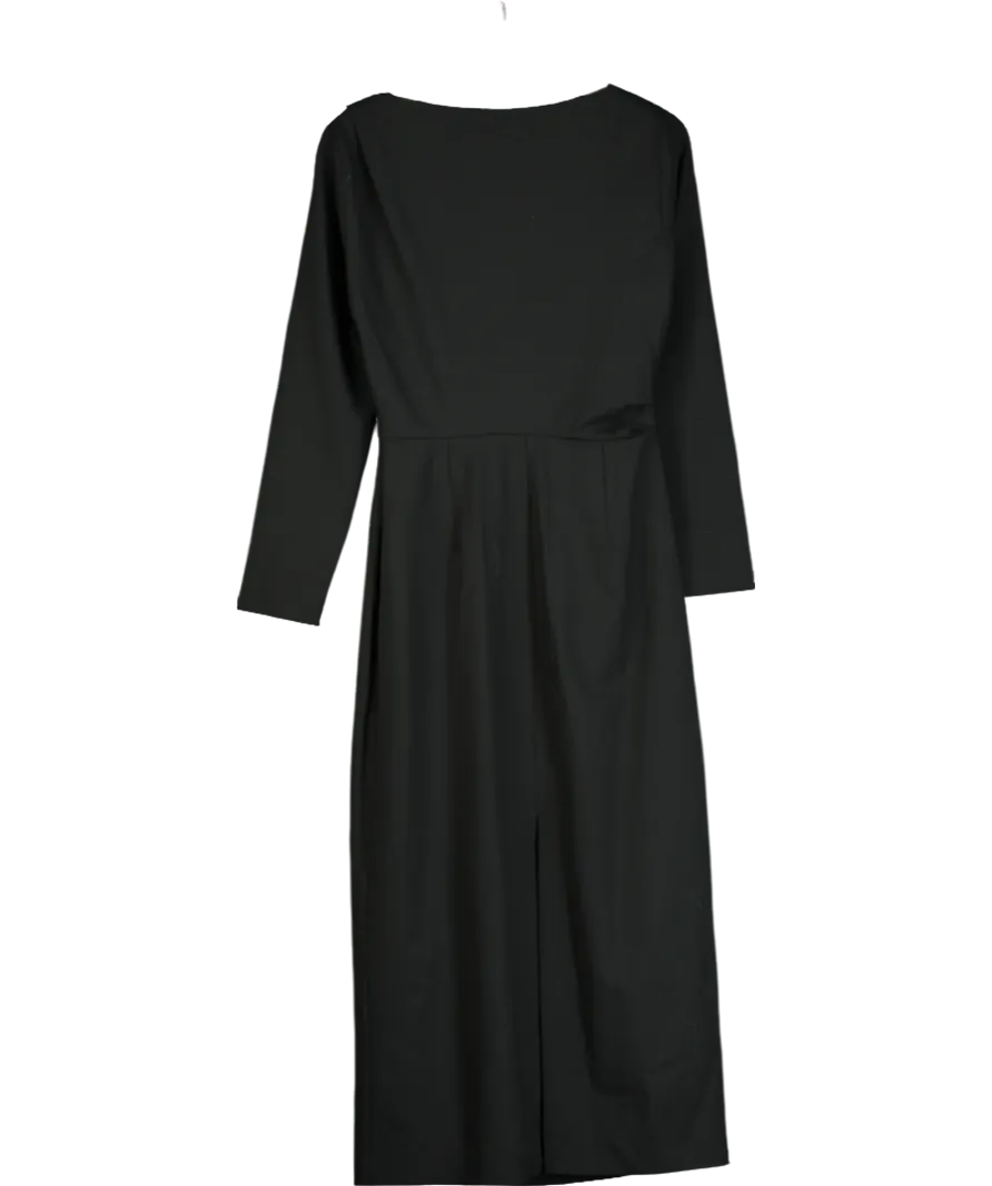 Massimo Dutti Black Midi Dress With Gathered Side UK M