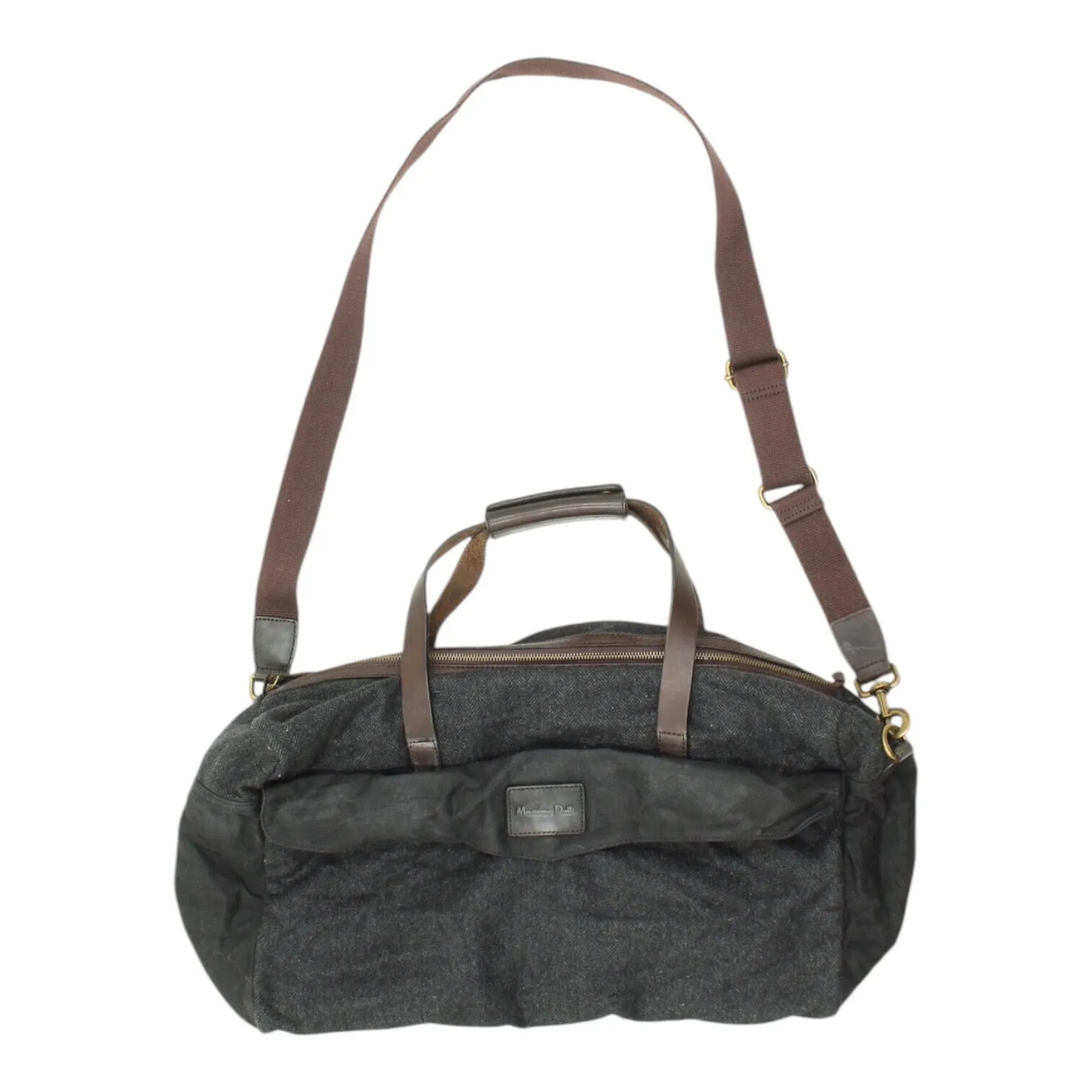 Massimo Dutti Mens Grey Travel Bag | Vintage High End Designer Duffle Bag VTG