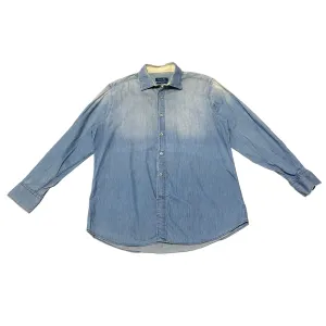 Massimo Dutti Mens Shirt | Vintage High End Designer Faded Blue Collared