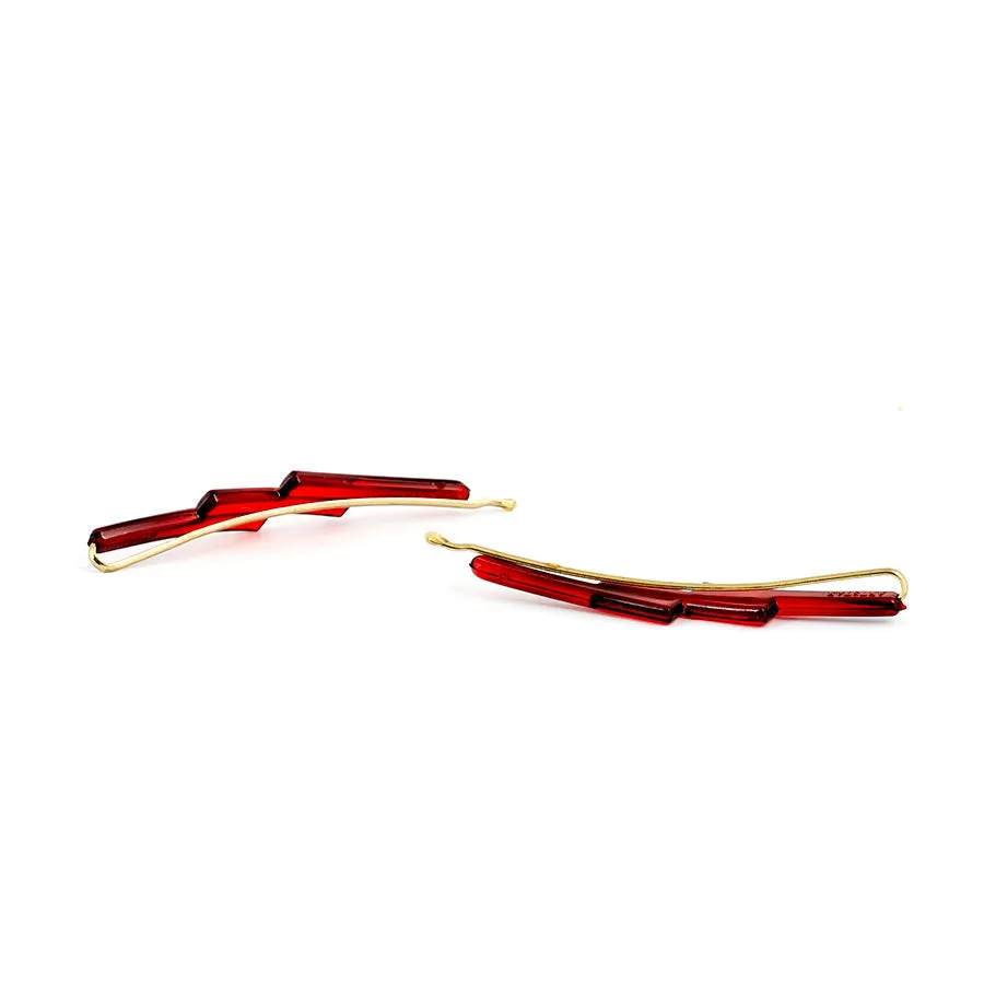 Medium Side Hair Clip Pin 3 Blocks Style - Pair