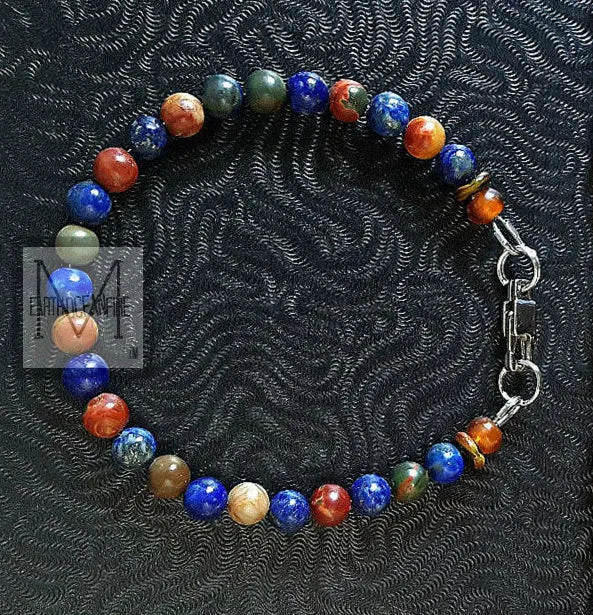 Men Blue Lapis and Jasper Bracelet