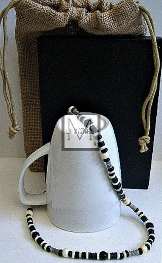Men's Black and White Beaded Onyx Necklace