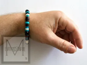 Men's Blue Gemstone And Garnet Beaded Hampton Bracelet